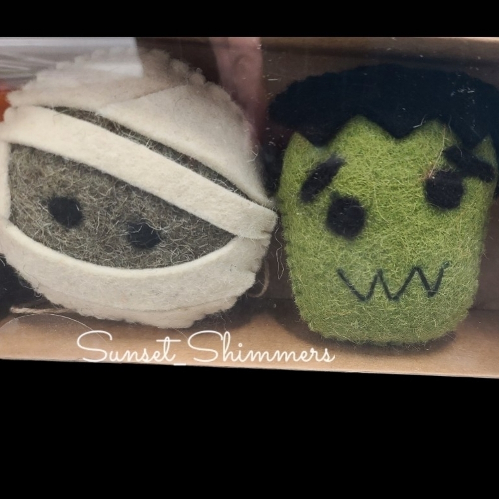 HALLOWEEN Mummy Pumpkins Bat Frankenstein 6Ft Felt Stitch Farm House Garland New - Picture 2 of 3